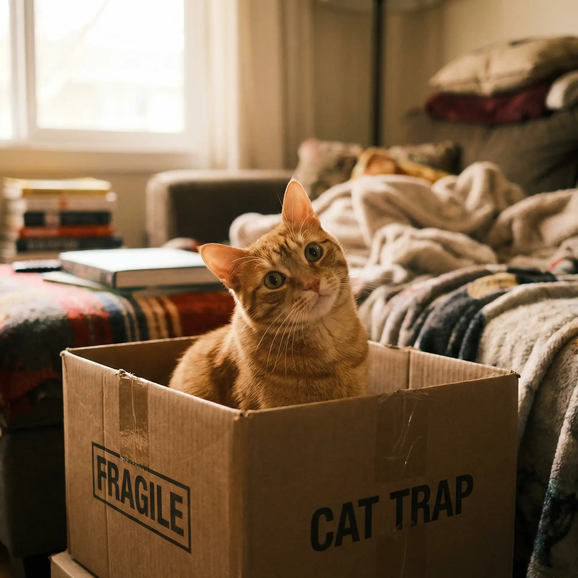 橘猫躲在纸箱里 - 反差婊